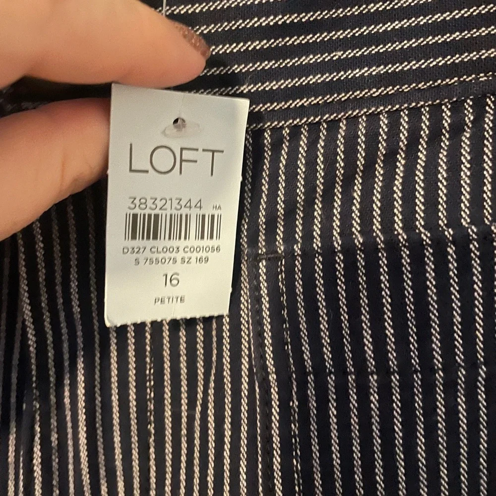 LOFT Navy and White Striped Pants - Picture 2 of 3